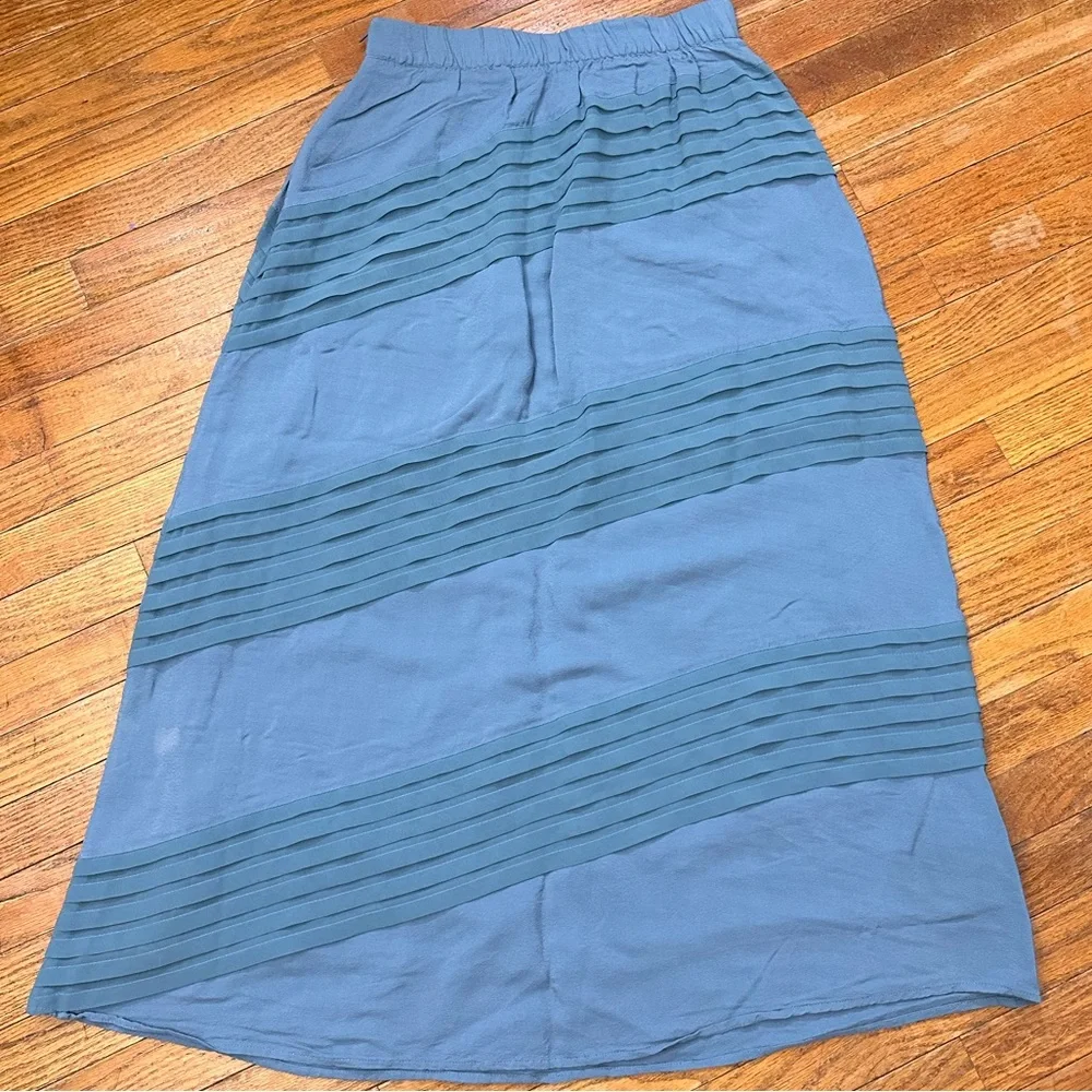 Soft Surroundings Size PXS Petite Pintuck Flowy Chiffon Blue Long Maxi Skirt - Picture 4 of 10